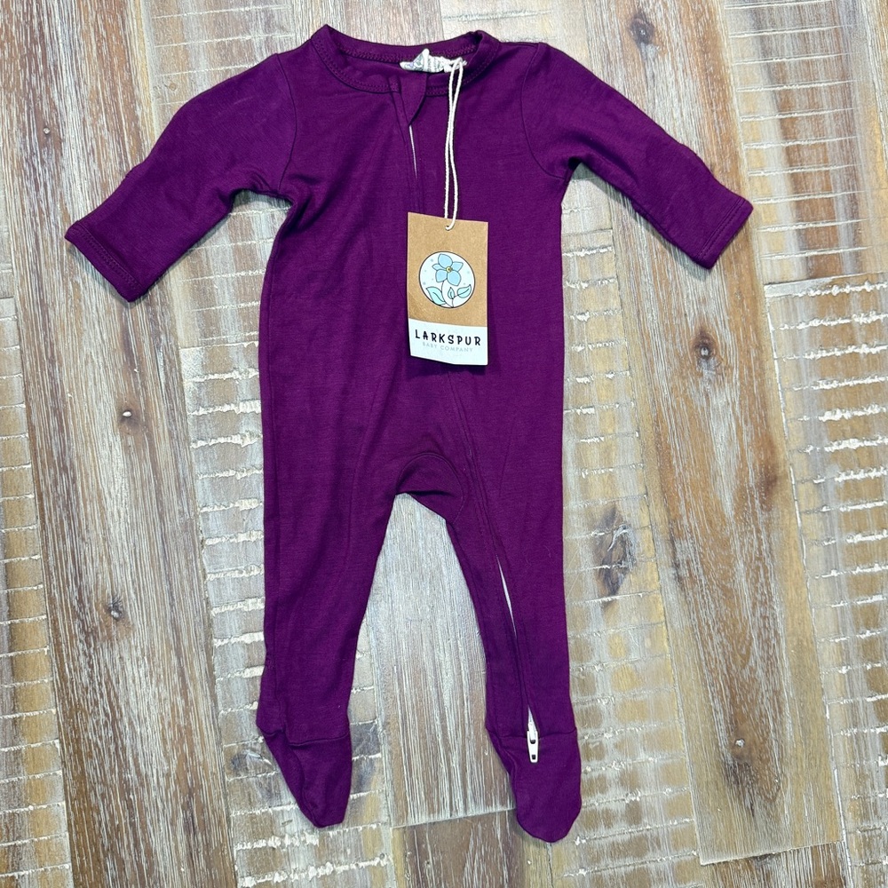 NWT Larkspur bamboo baby 2 way zipper footie zippy pajamas sleeper newborn